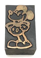 Vintage Mickey Mouse Printers Block Copper On Wood Avertising Disney Stamp picture