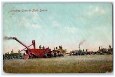 1913 Threshing Grain Machine Scene In North Dakota ND Posted Vintage Postcard picture