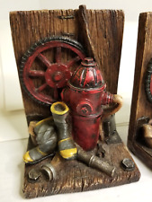 Bookends Firefighter Equipment Boots Axe Hose Fire Hydrant 5 3/4