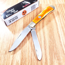 Frost Cutlery Trapper Pocket Knife Stainless Steel Blades Orange Bone Handle picture