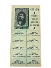Antique 1930's Heaney Magician Unused Ticket Sheet GOOD LUCK advertising sign picture