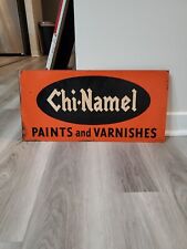 c.1940s Original Vintage Chi-Namel Paints Sign Metal Varnishes Chicago Stout Co. picture