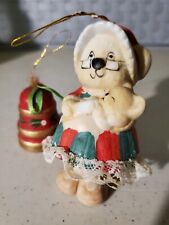 2 Lot Jasco Caring Critters Grandma Baby Hand Painted Bisque Porcelain Ornament picture