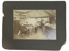 Antique Photo Interior View Man Working Office c. 1920s picture