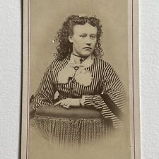 Antique CDV Photograph Beautiful Affluent Woman Cross Necklace Mt Morris NY picture
