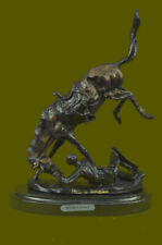 GENUINE BRONZE WICKED PONY by FREDERIC REMINGTON Marble Base Cowboy HORSE FIGURE picture