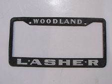 Vintage Woodland Lasher Oldsmobile Metal Dealer License Plate Frame Tag Rare picture