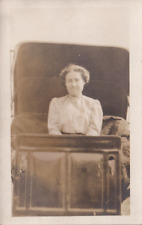 c1910 Snapshot Young Woman in Horse Buggy. RPPC. Unposted picture