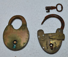 2 Small Vintage Brass Padlocks 1 Has Key. Very Good Condition picture