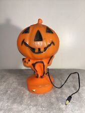 Vintage Halloween Blow Mold Pumpkin & Cat Light Up 14 In W/original Cord picture