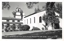 Fontana California~Community Church~Spanish Style~Tile Roof~1950s RPPC picture