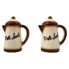Pot Luck Kettle Shaped Salt And Pepper Shakers Vintage Cottagecore  picture