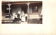 RPPC Photo Mom Dad and the Kids on the Front Porch c1910 Vintage Postcard 9128 picture