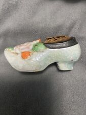 Vintage Miniature Shoe Pin Cushion and Figurine Porcelain Japan picture