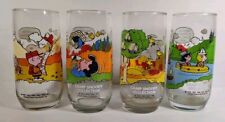 1968 McDonald's Peanuts Camp Snoopy Drinking Glasses Lot Of 4 Used See Pictures picture