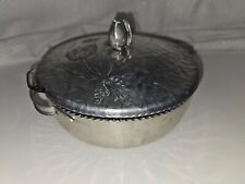 Vintage Mid Century Rodney Kent Hammered Aluminum Pyrex Covered Holder w Lid picture