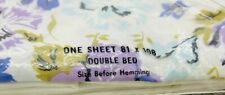 Vtg Stevens Utica Percale Queen Marie Blue Purple Floral FLAT Sheet Double Bed picture