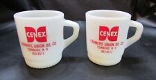 2 Vintage Cenex Farmers Union Oil Edinburg ND Anchor Hocking Fire King Glass Mug picture