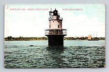Portland ME-Maine, Spring Point Light Portland Harbor, Vintage c1910 Postcard picture