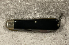 Vintage 2 Blade Camillus New York USA Etched Electricians Folding Pocket Knife picture