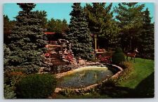 Gurnee Illinois~The Rustic Manor Restaurant Garden Pond Scene~Vintage Postcard picture