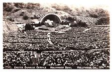 TWO RPPCs Hollywood Bowl Sunrise Service California Vintage Postcards picture