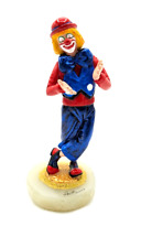 Ron Lee Clown Figurine Signed 2009 Handmade Handcrafted Stone Base Red Blue picture