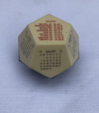 Vintage 1973 Hexagon 2 Tone Brown Off White Color Calendar Plastic Beads Inside picture