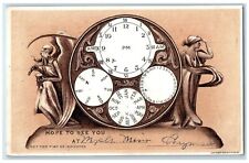 1910 Father Time Clock Calendar Minneapolis Minnesota Vintage Antique Postcard picture