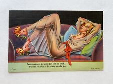 c1930s Curt Teich ART DECO Modern Girl Vintage Linen Postcard LADY in NEGLIGEE picture