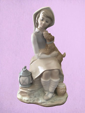 Retired LLadro Spain Figurine # 4910 Girl With Lantern & Dog Glossy picture