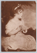 Postcard Burnette Girl in Dress Vintage picture