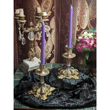 Ornate Custom Pewter and Gilded Gold Boutique Candlestick Holders picture