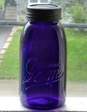 Rare Canadian half gallon size WALLACEBURG GEM deep purple fruit jar  picture