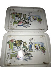 2 X 1950s Vintage Children's Lap and Bed Trays/Animals Watching TV picture