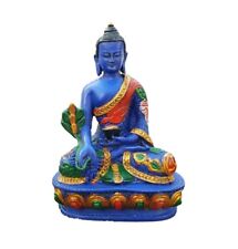 Handpainted Medicine Buddha Lapis Blue Color Dragon Carving Healing Resin Statue picture