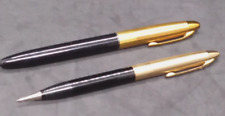 Sheaffer's Vintage 1950's? Fineline Black & Gold Fountain Pen and Pencil  Set picture