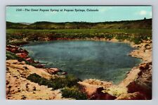 Pagosa Springs CO-Colorado, Great Pagosa Spring, Aerial Vintage Postcard picture