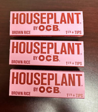 OCB HOUSEPLANT BROWN RICE 1 1/4 Rolling Papers + Tips -3 PACKS picture