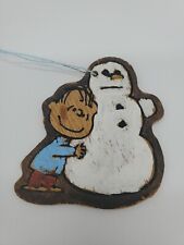 Vintage 1952 Linus with Snowman Wooden Ornament Peanuts Charlie Brown Christmas picture