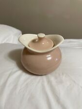 MCM Harkerware Sugar Bowl w/ Lid.  MINT Con. . 1950's  pink and cream color USA picture