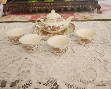 Miniature Gold Dragon Fine China Tea Set including teapot, plate and four cups picture
