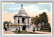 Detroit MI- Michigan, Hulbert Memorial, Gladwin Park, Vintage c1923 Postcard picture