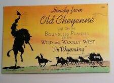 Vtg Linen Postcard 1941 COWBOY Howdy from Old Cheyenne Wyoming - Silhouette picture