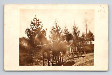 c1910 RPPC Man in Horse Drawn Buggy Dirt Road Waukon Iowa IA Real Photo Postcard picture