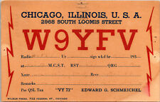 1940 W9YFV Chicago Illinois Ham Radio Amateur QSL Card Postcard Vtg picture