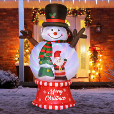 8ft Inflatable Christmas Snowman w/ Crystal Ball Body Black Hat for Lawn Garden picture