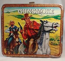Vintage 1972 Embossed Metal Gunsmoke Lunchbox by Aladdin No Thermos Dented READ picture