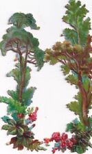 1800's Victorian Die Cut Scrap Lot -Beautiful Tree's with Flowers 3.75 inches picture