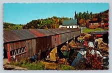New Hampshire Bath Covered Bridge Over Ammonoosuc River Vintage Postcard A107 picture